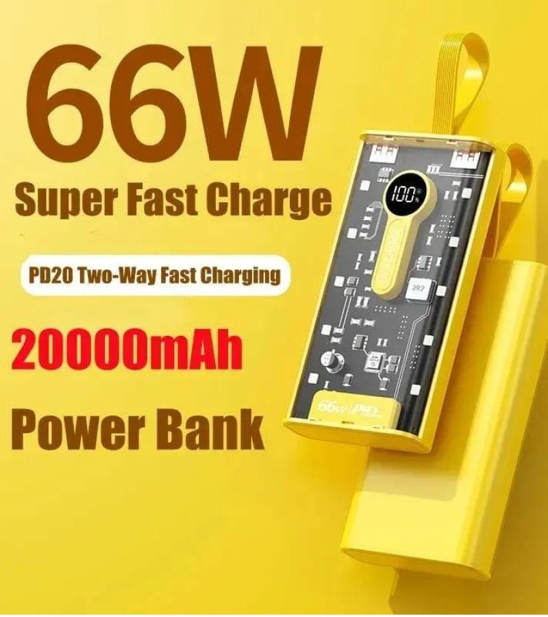 Original PowerBank 66W 20000 mAh Type-C PD Super Fast Charge LED Display With Rubber Holding Band