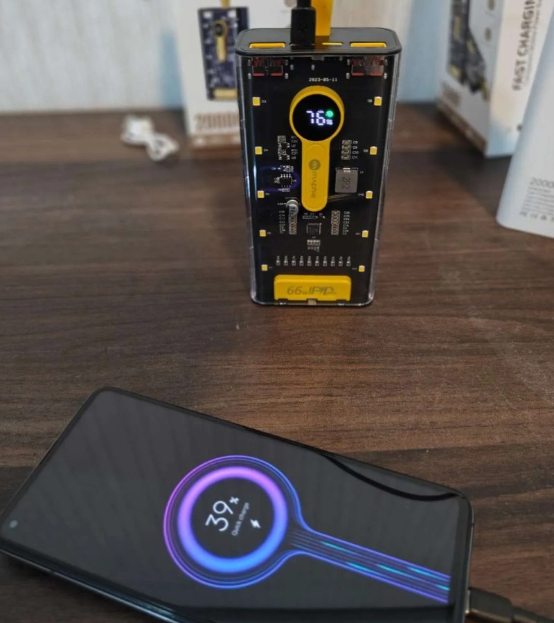 Original PowerBank 66W 20000 mAh Type-C PD Super Fast Charge LED Display With Rubber Holding Band
