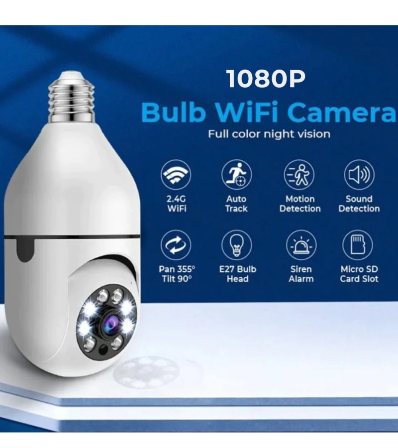 Speed-X Bulb Camera 1080p Wifi 360 Degree Panoramic Night Vision Two-Way Audio Motion Detection