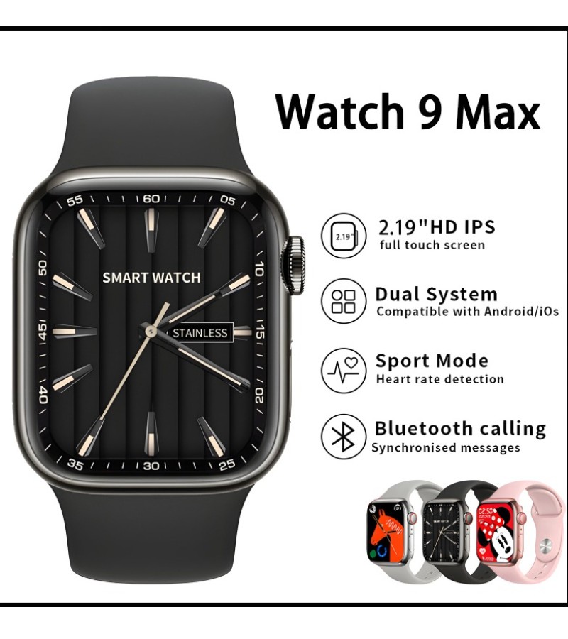 WATCH 9 MAX SERIES 9 SMARTWATCH (2.19 INCH IPS) 22MM STRAP NAVY WITH LAXASFIT APP PINK